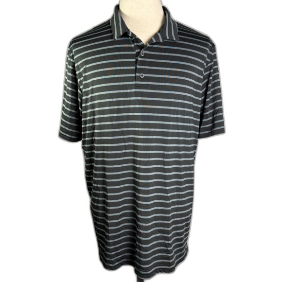 Drake Performance Stretch Polo, Black and Gray Striped, Sz XL, Golf Shirt 2/$25 - Picture 2 of 11
